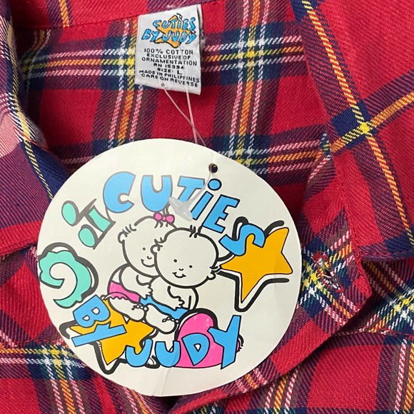 1990s NWT Button Down Cotton Flannel Shirt / Boys Large - Picture 4 of 6